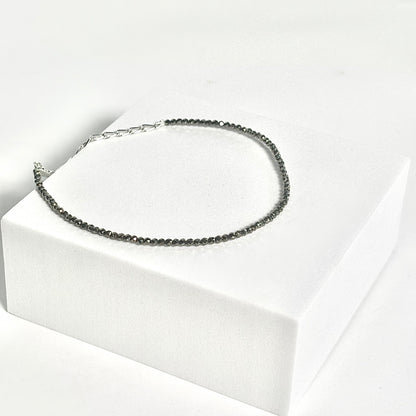 Pyrite Crystal Anklet – Confidence & Abundance | Adjustable Handcrafted Anklet