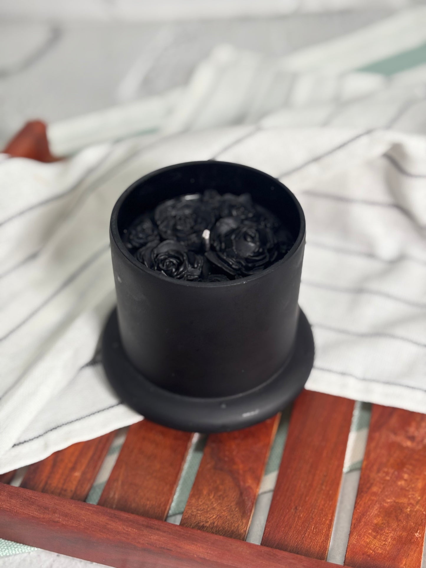 Black Rose Vanilla Scented Soy Candle in Bell Jar with Dome
