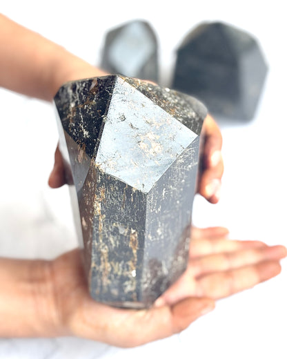 Black Tourmaline Irregular Towers | Mica Inclusion - 1740 Gm | Stone of Protection