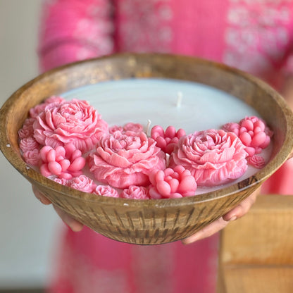 Jumbo Size Pink Peony Soy Scented Candle | 2.5 Kg wax | Festive