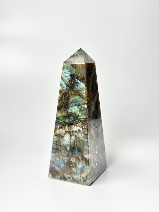 Four Facet Labradorite Tower – 1.1kg - Subtle Glow & Balanced Form