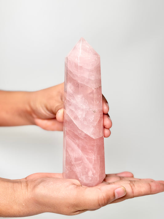Eight Facet Rose Quartz Tower – 474g - Elegance, Warmth & Gentle Charm