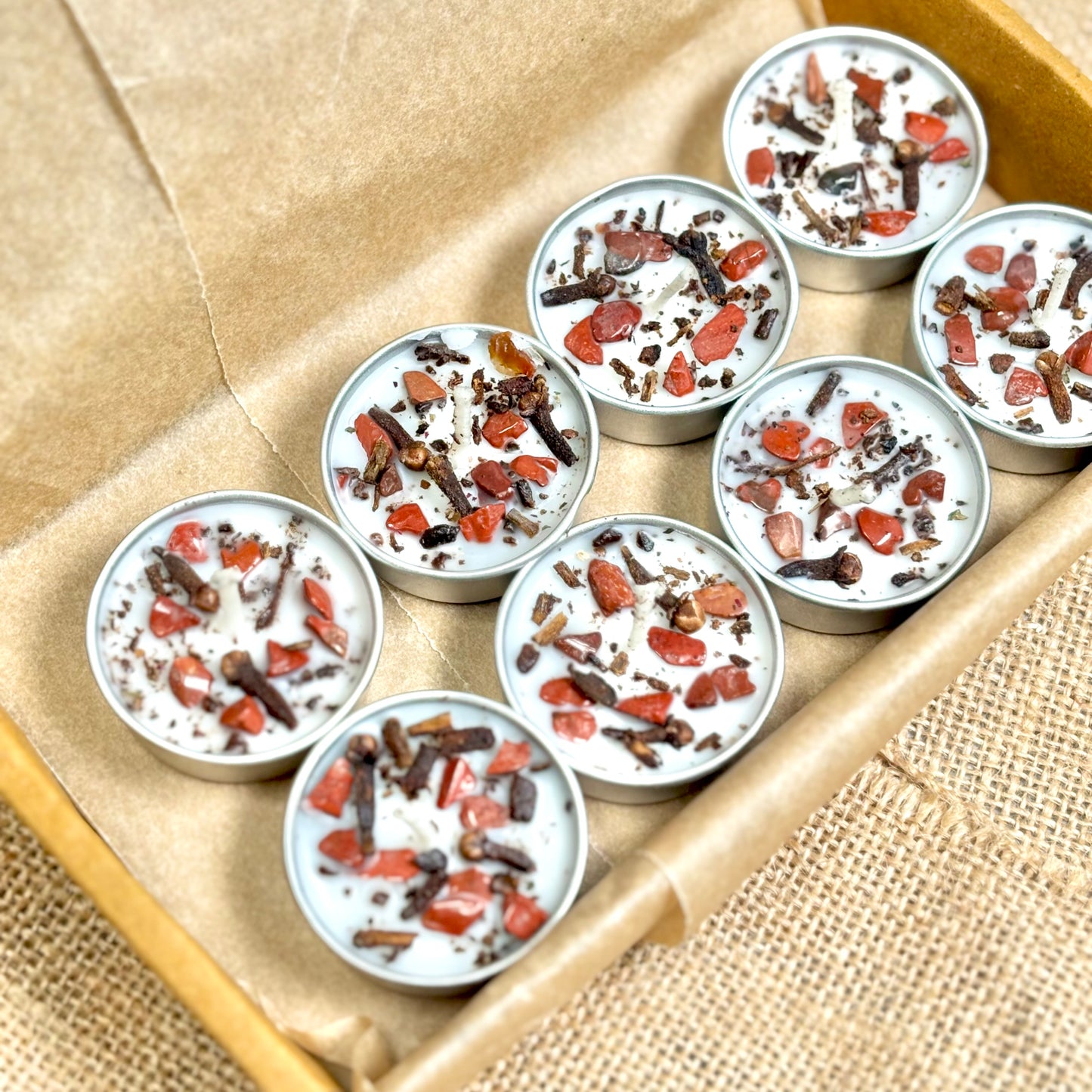 Clove & Red Jasper Soy Tealight Candle