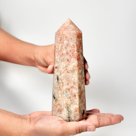 Eight Facet Sunstone Tower – 740g - Radiance, Warmth & Uplifting Energy