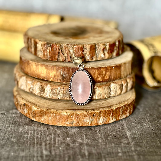 Rose Quartz Oxidised Pendant – Love & Gentle Energy