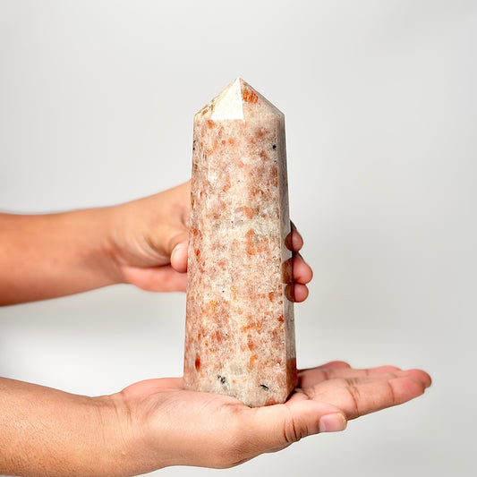 Eight Facet Sunstone Tower – 670g - Radiance, Warmth & Uplifting Energy