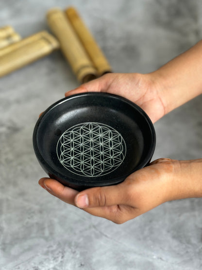 Flower of Life Print Soapstone Bowl