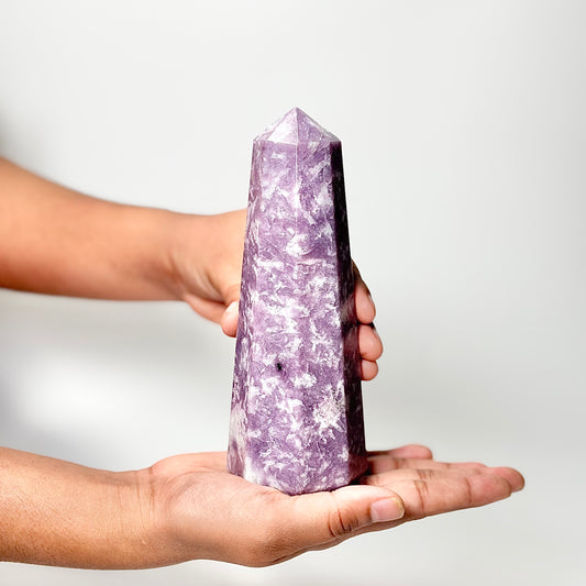 Eight Facet Lepidolite Tower – 600g - Gentle Presence & Refined Balance