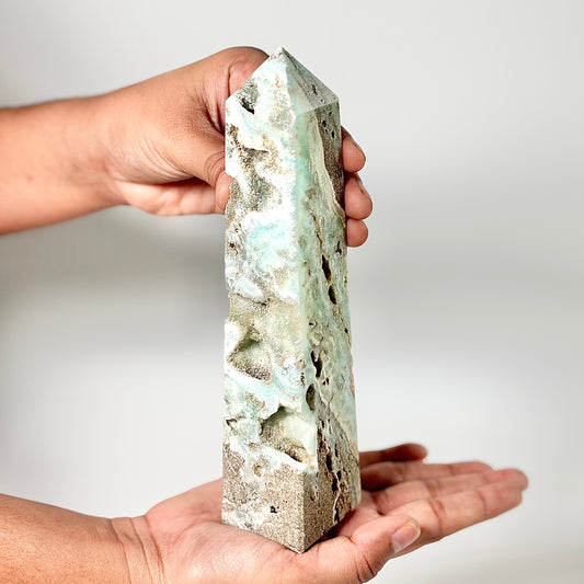 Blue Aragonite Four-Facet Tower 490 Gm – Calming Energy & Emotional Healing