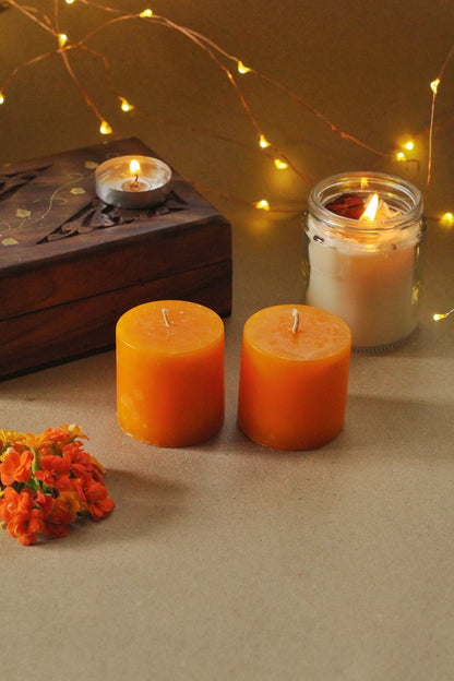 Lilith Small Orange Pillar Candle - 2 Inch Pack Of