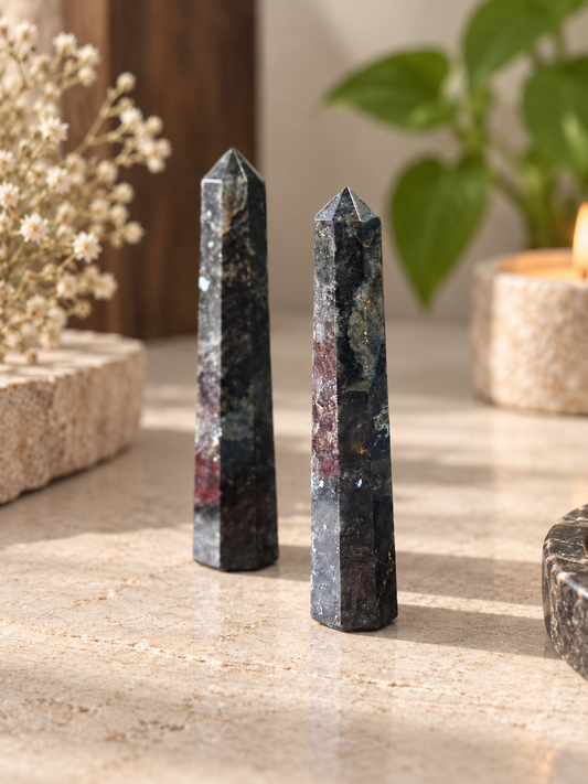 Natural Larvikite Crystal Tower