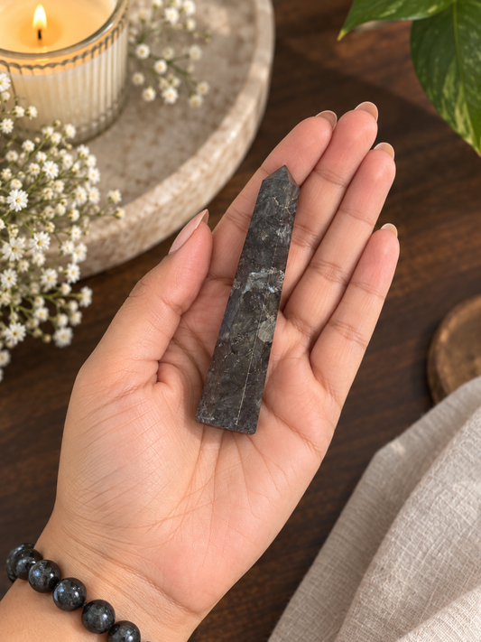 Natural Larvikite Crystal Tower