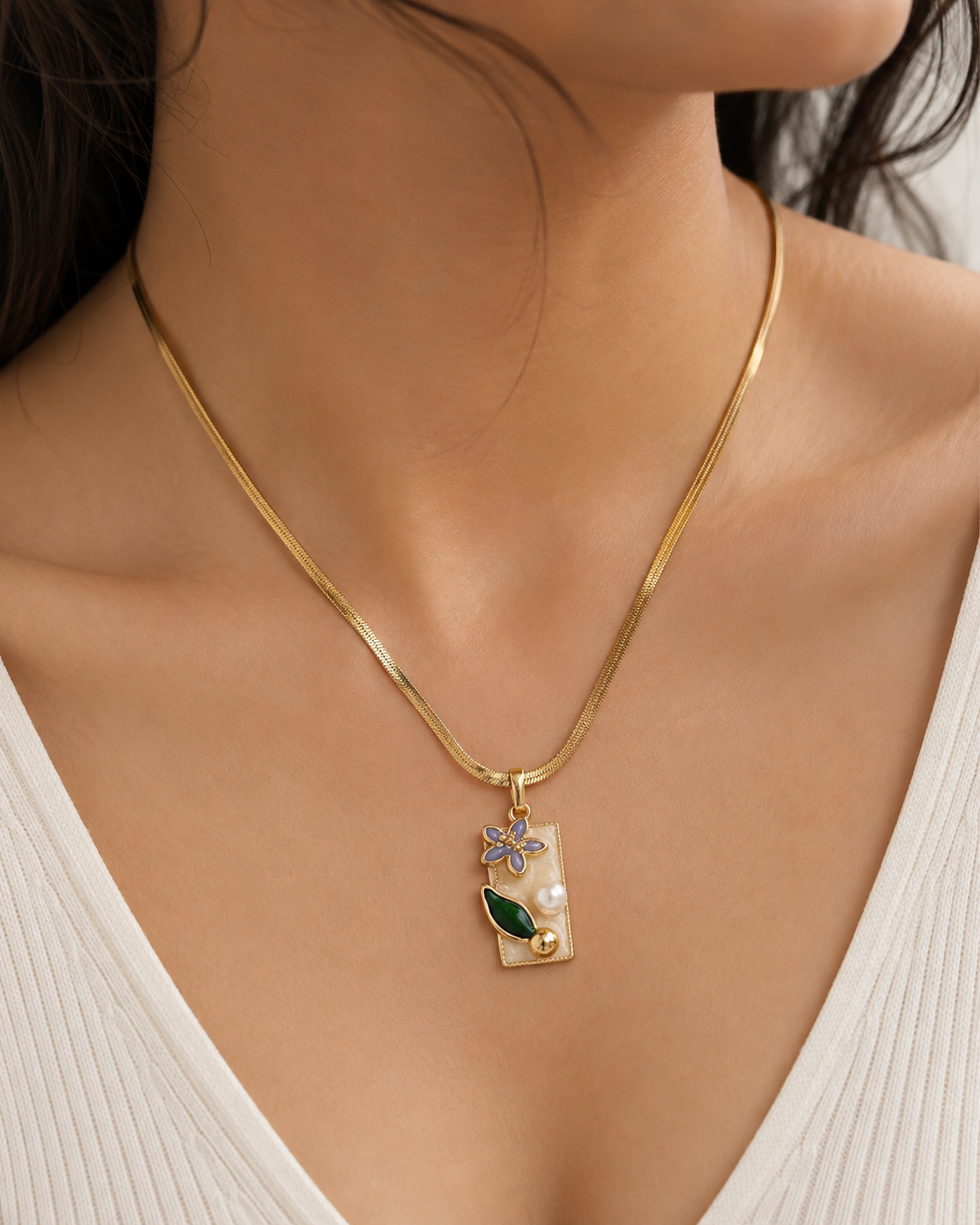 Gold-Plated Floral Pendant Necklace | Stainless Steel | The Lilith Store