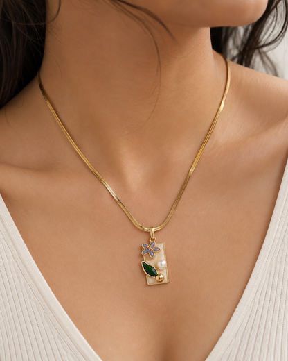 Gold-Plated Floral Pendant Necklace | Stainless Steel | The Lilith Store