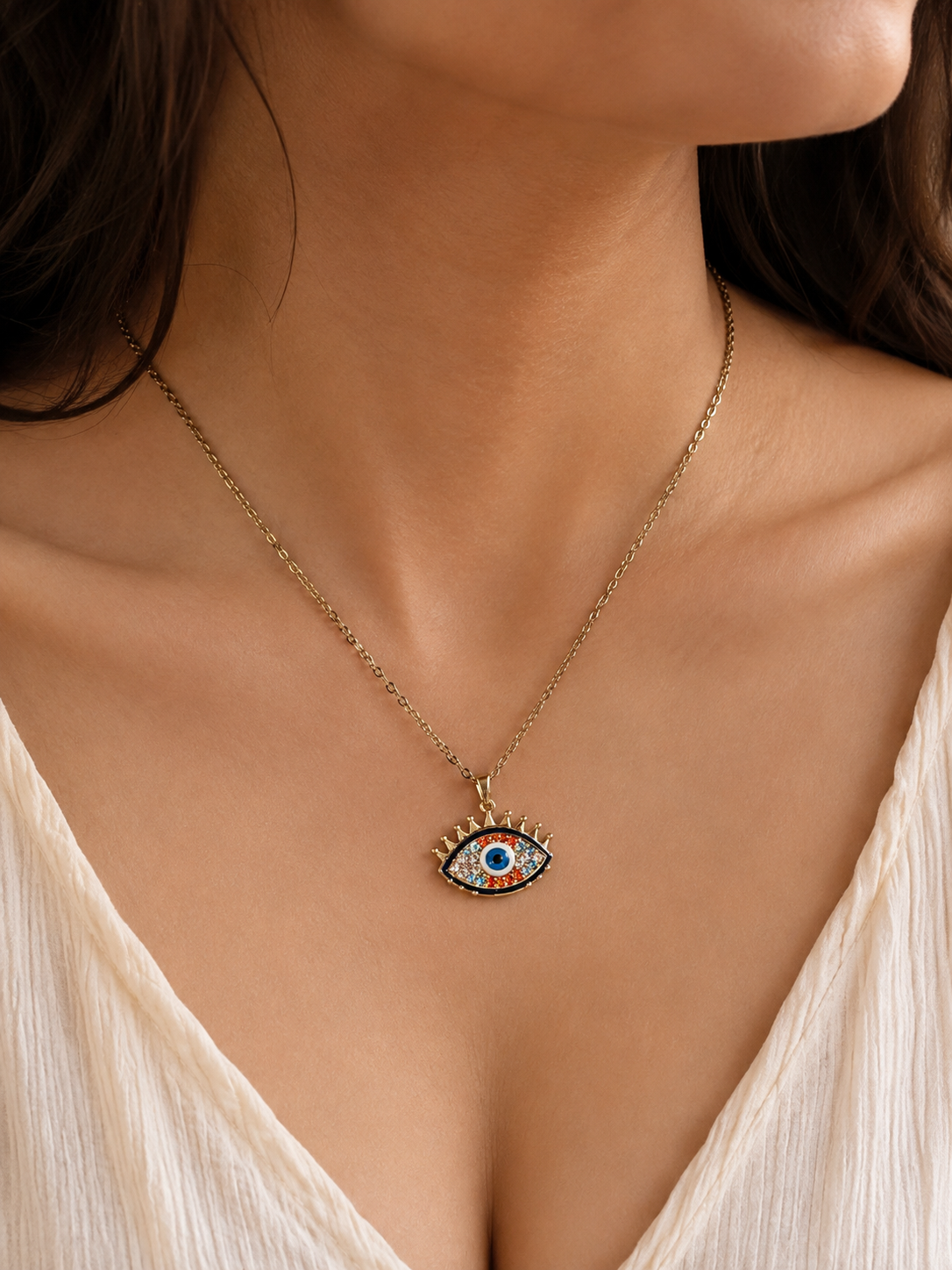 Evil Eye Pendant Necklace | Gold-Plated Stainless Steel | The Lilith Store