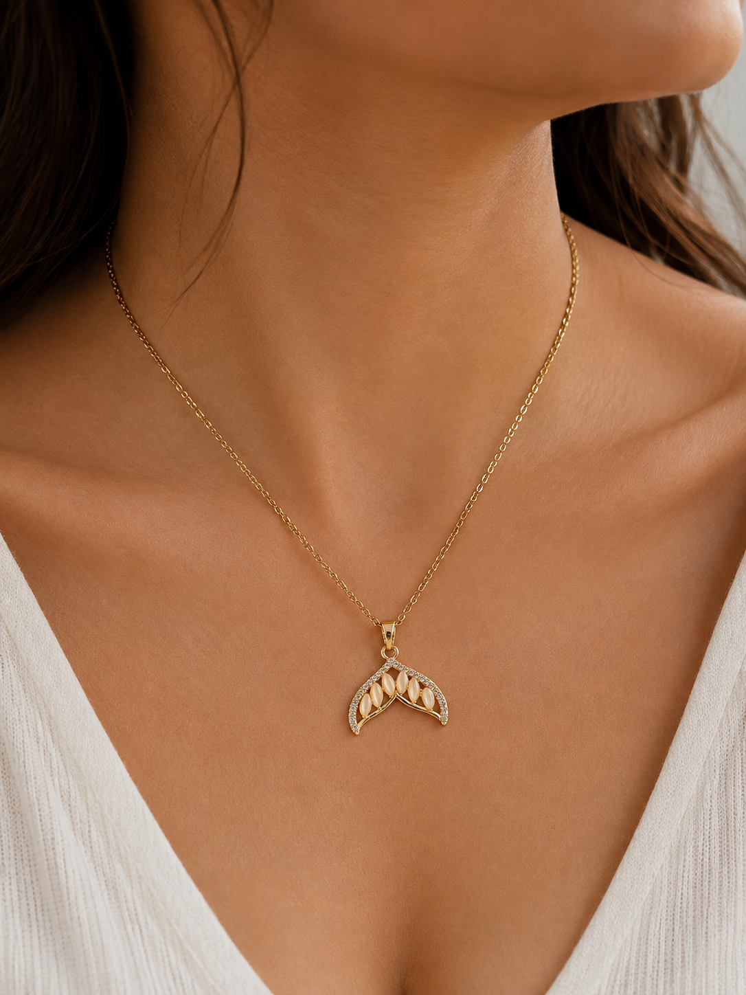Gold-Plated Whale Tail Pendant Necklace | Stainless Steel | The Lilith Store