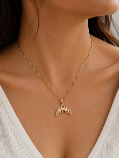 Gold-Plated Whale Tail Pendant Necklace | Stainless Steel | The Lilith Store