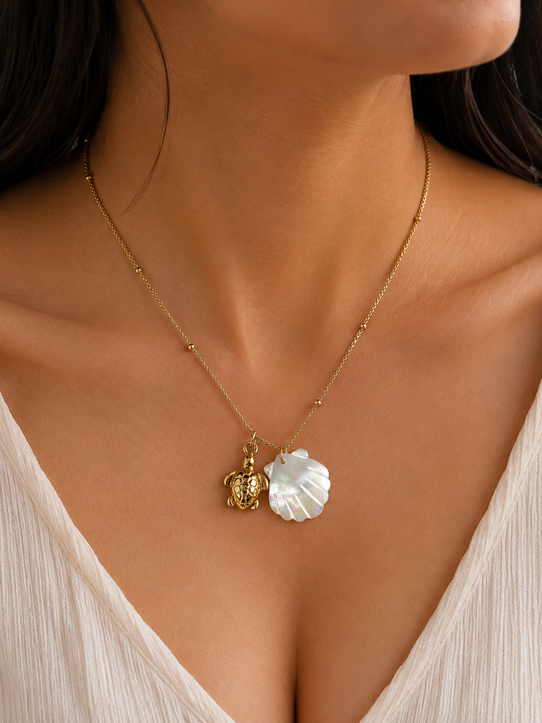 Ocean Charm Pendant Necklace | Gold-Plated Stainless Steel | The Lilith Store