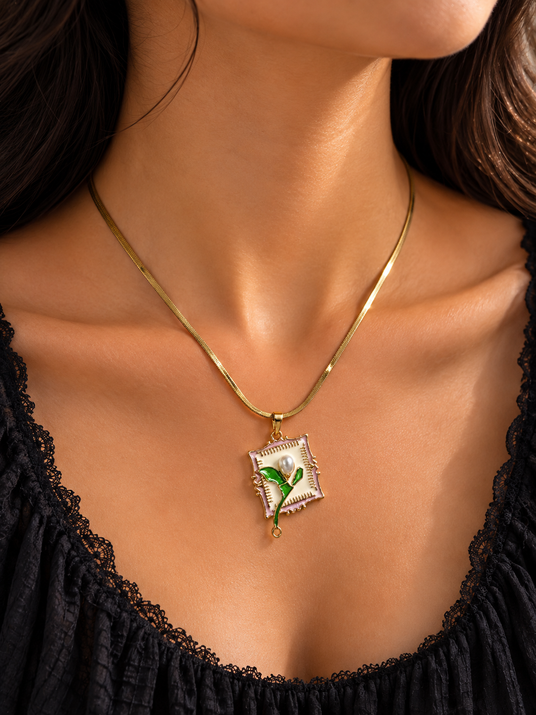 Botanical Pearl Pendant Necklace | Gold-Plated Stainless Steel | The Lilith Store