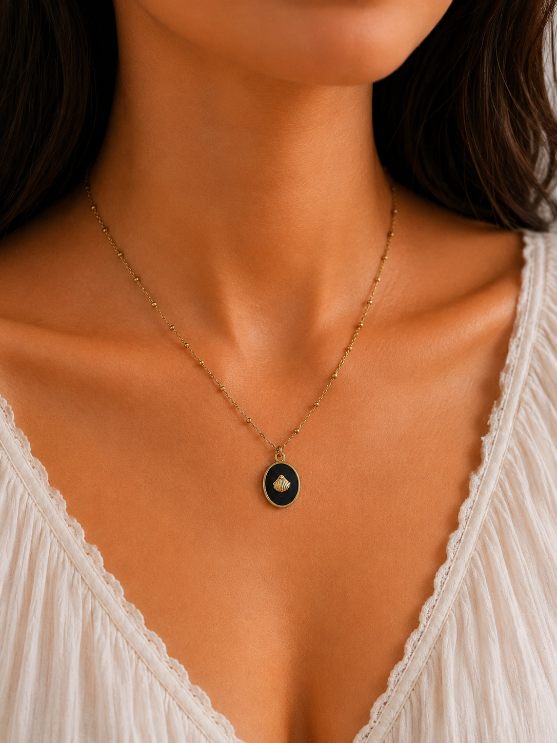 Vintage Shell Pendant Necklace | Gold-Plated Stainless Steel | The Lilith Store