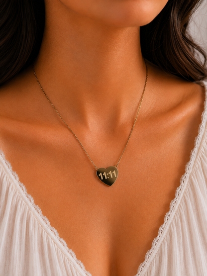11:11 Heart Pendant Necklace | Gold-Plated Stainless Steel | The Lilith Store