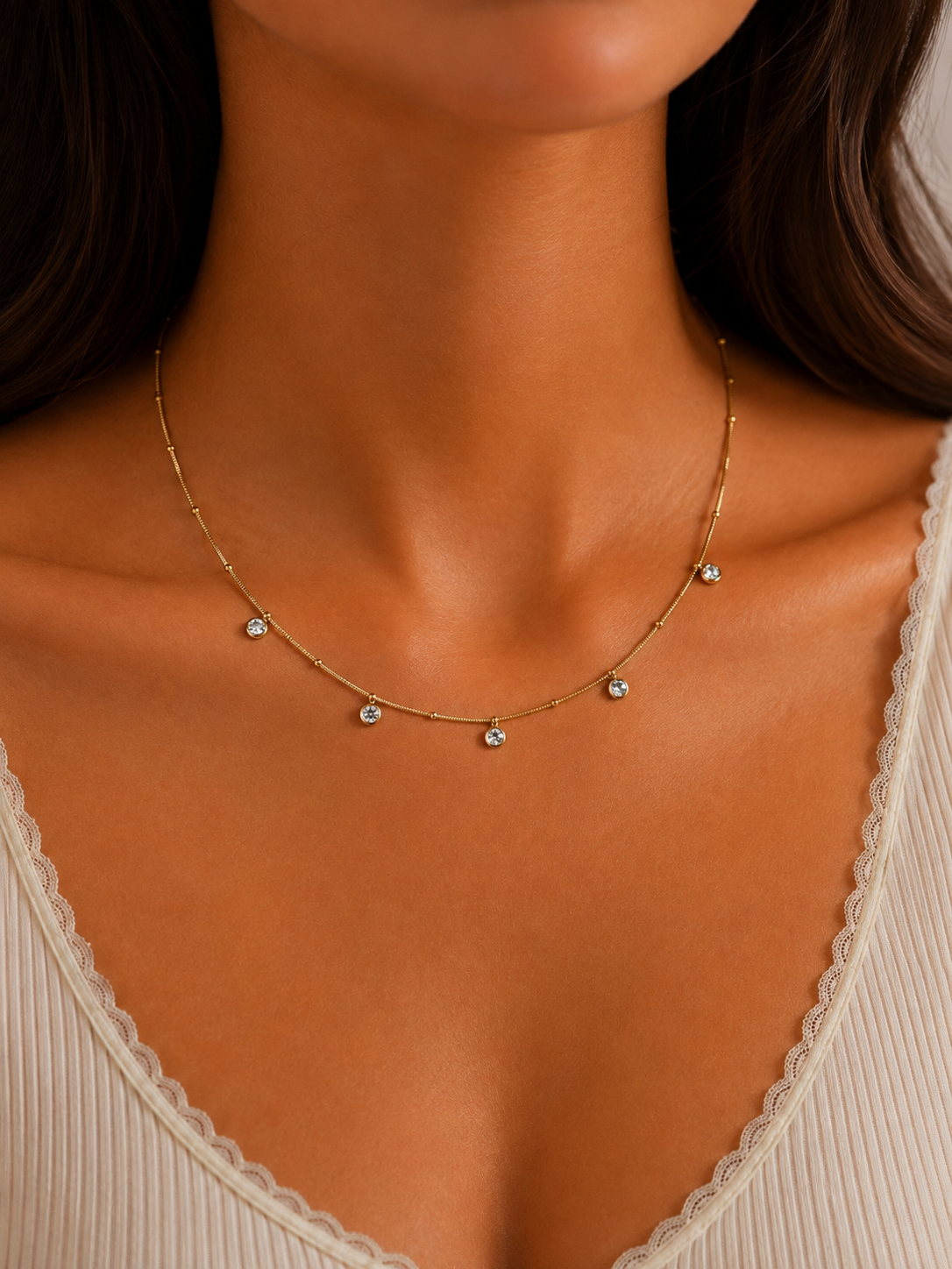 Dainty Crystal Station Necklace