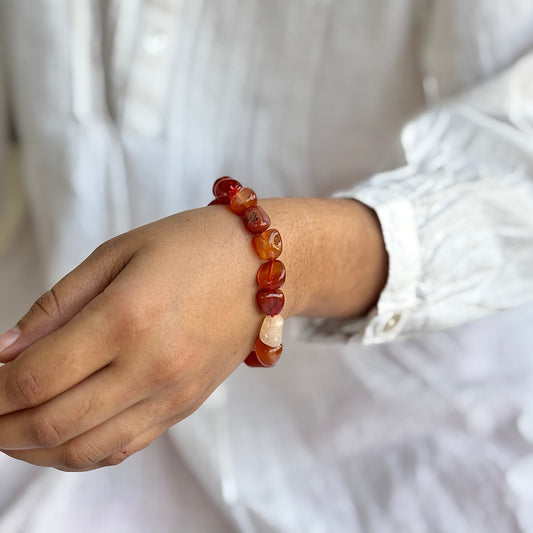 Orange Carnelian Mini Tumble Bracelet | Opportunities & Courage