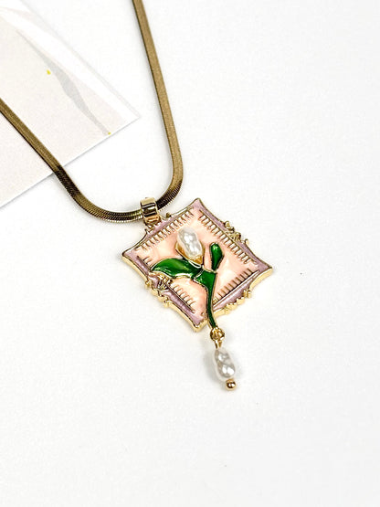 Gold-Plated Floral Pendant Necklace | Stainless Steel | The Lilith Store
