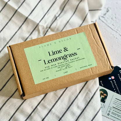Oval Lime & Lemongrass Scented Soy Wax Sachet | Pack of 3