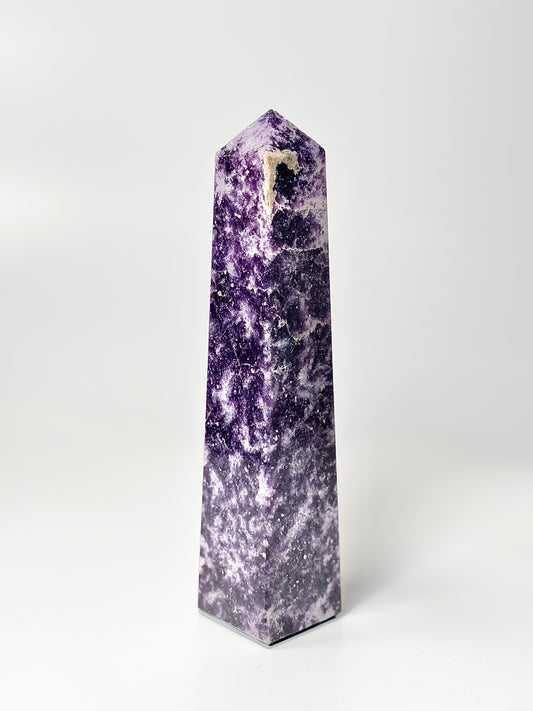 Four Facet Lepidolite Tower – 490g - Soft Tones & Steady Presence