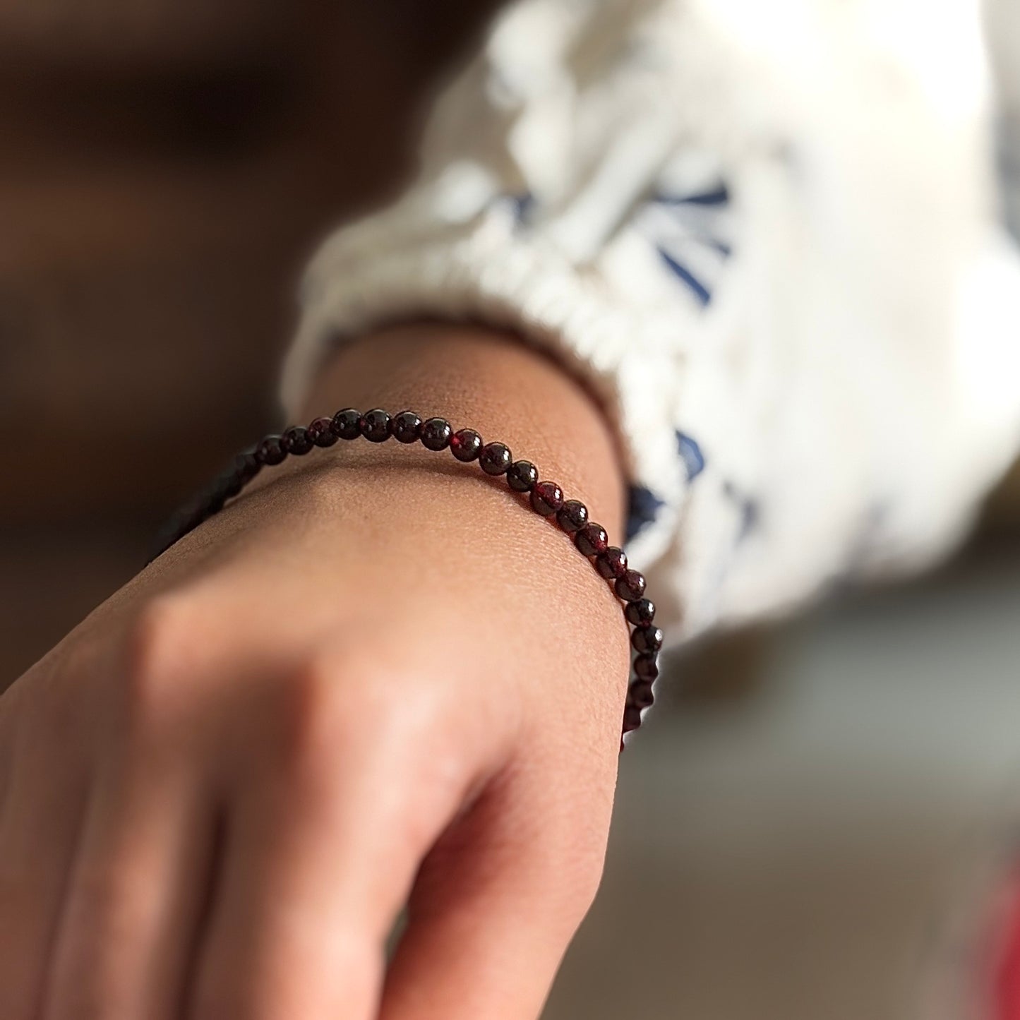 Garnet Bead Bracelet - 4mm | Root Chakra , Inspire Love & Strengthen survival Instincts