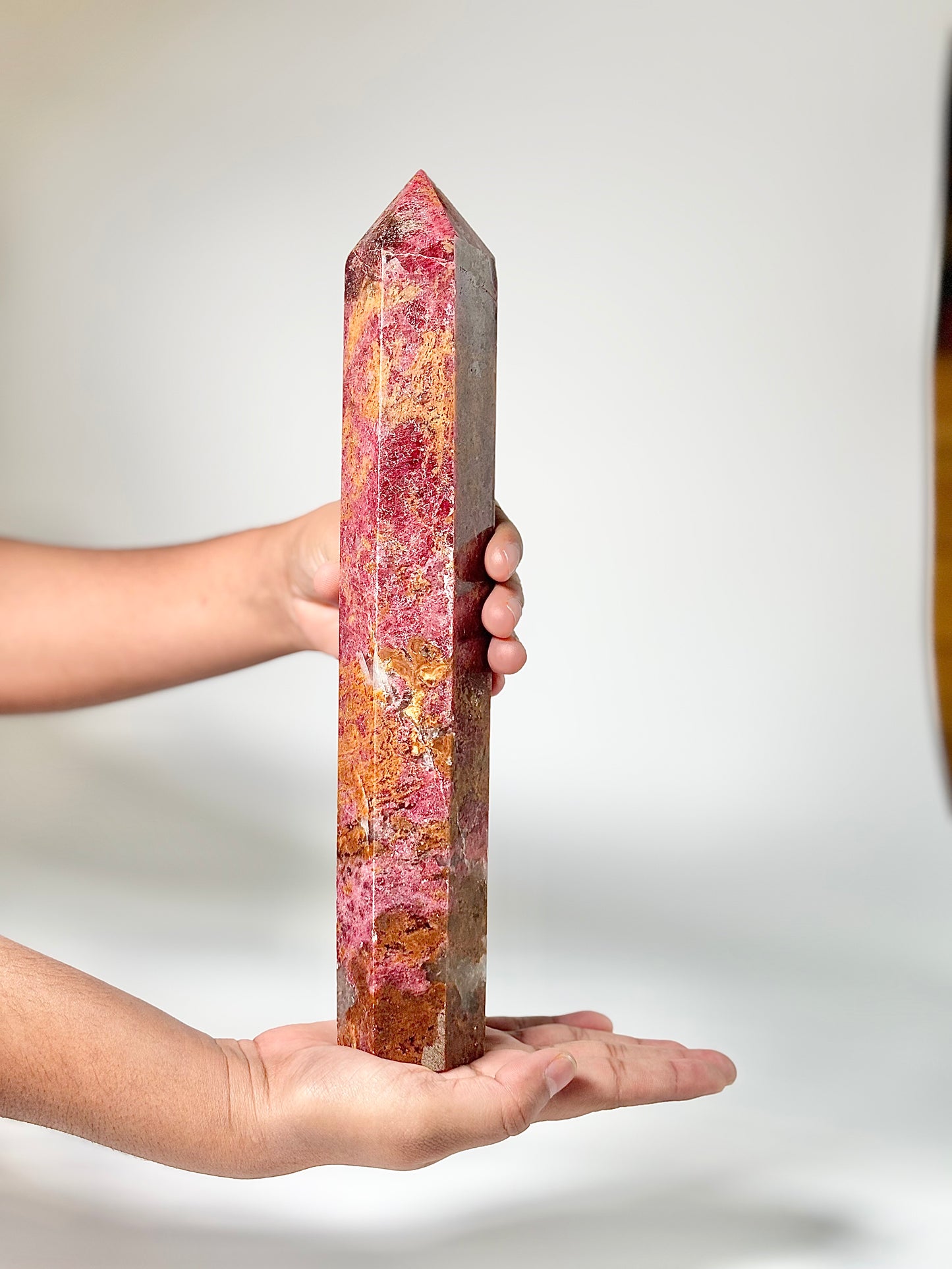 Super Pink Rhodonite Tower 1.3 Kg – Emotional Healing & Heart Alignment