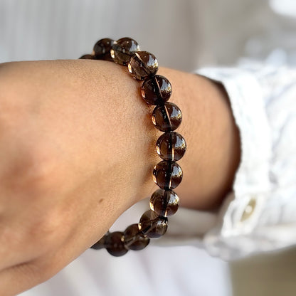 Smoky Quartz Bead Bracelet - 10mm | Protection, Strength & Stability