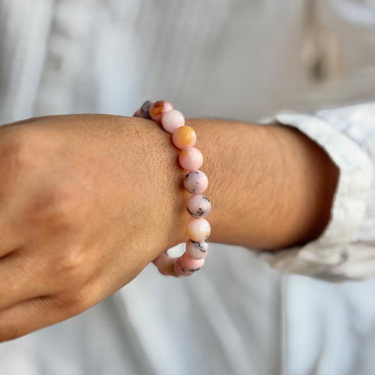 Pink Opal Bead Bracelet - 8mm  | Sooth Anxiety