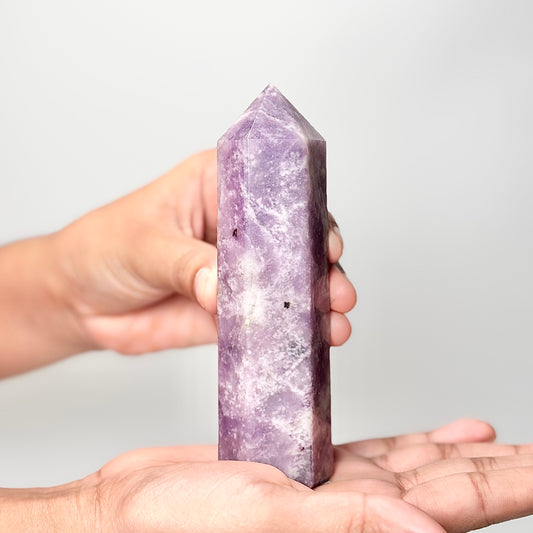 Eight Facet Lepidolite Tower – 200g - Gentle Presence & Refined Balance