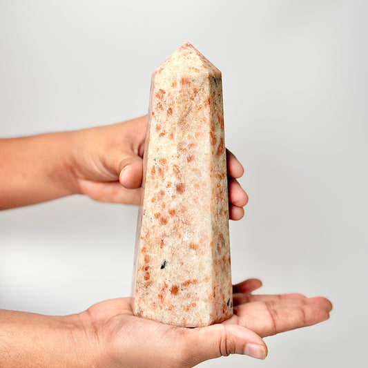 Eight Facet Sunstone Tower – 870g - Radiance, Warmth & Uplifting Energy