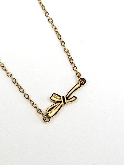 Minimalist Bow Necklace | Gold-Plated Stainless Steel | The Lilith Store