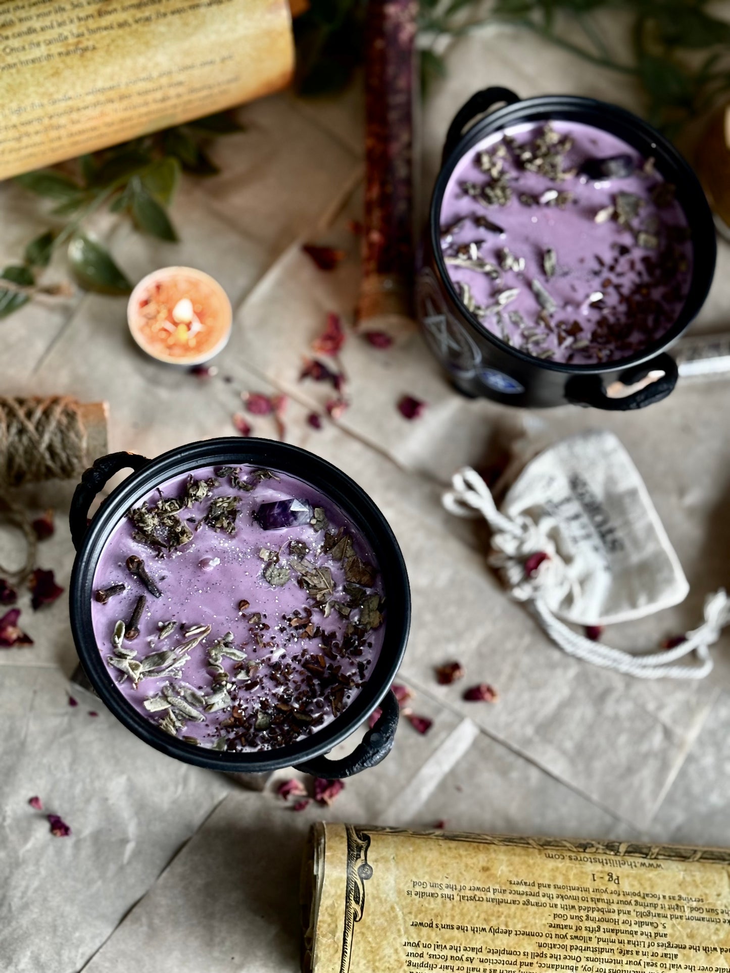 Cleansing & Purification Pentacle Print Cauldron Candle