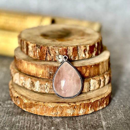 Rose Quartz Oxidised Pendant – Love & Gentle Energy