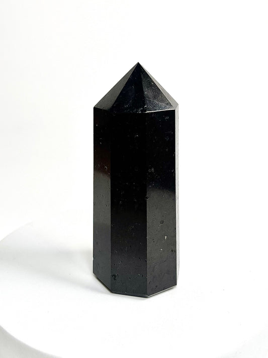 Natural Black Tourmaline 8-Facet Tower