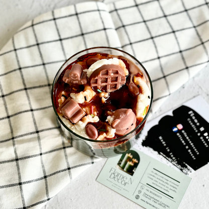 Coffee & Vanilla Dessert Bowl Topped with Cream & Waffle Soy Scented Candle