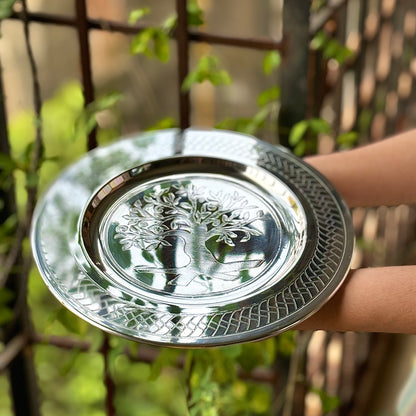 Unity and Harmony: Tree of Life Stainless Steel Offering Plate