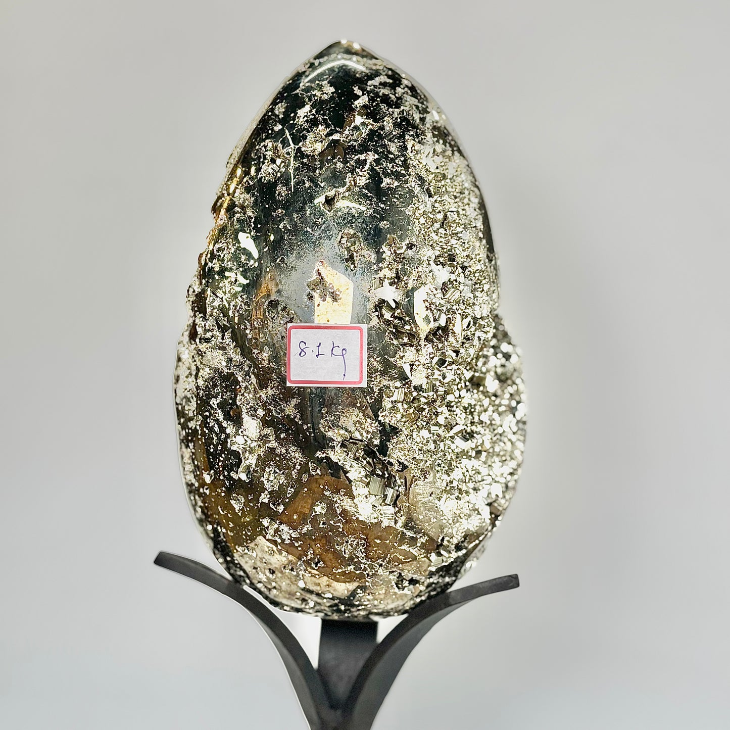 Extra Large Peruvian Pyrite Druzy Egg Carving 8.1 Kg – Abundance & Prosperity