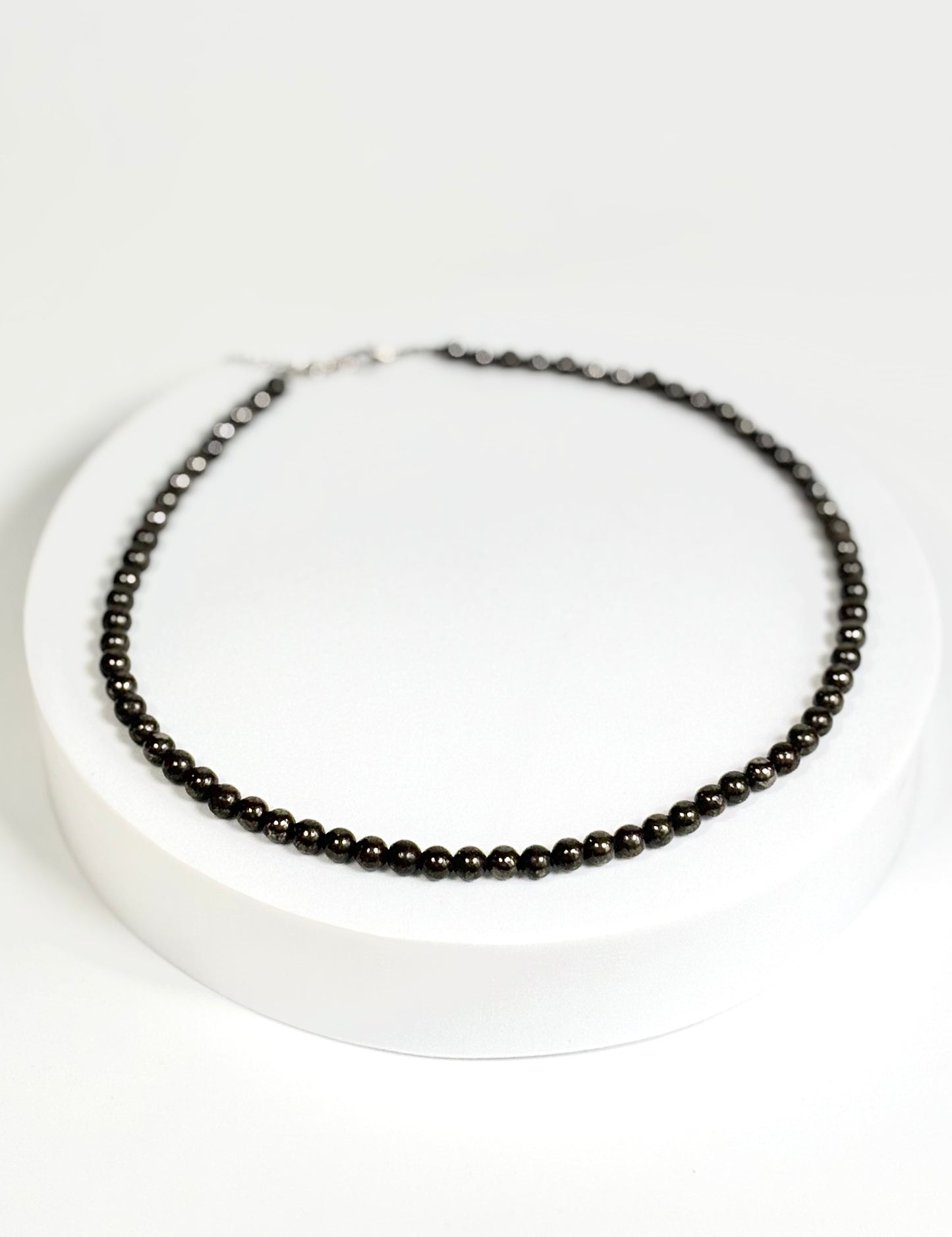 Pyrite Round Bead Necklace – Natural Stone