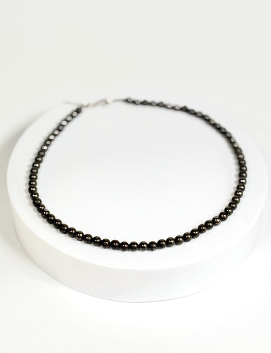 Pyrite Round Bead Necklace – Natural Stone