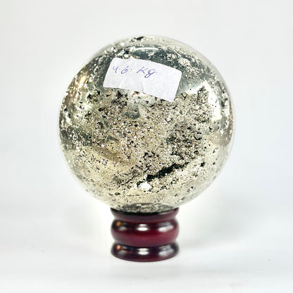 Extra Large Peruvian Pyrite Druzy Sphere 4.6 Kg – Abundance & Prosperity