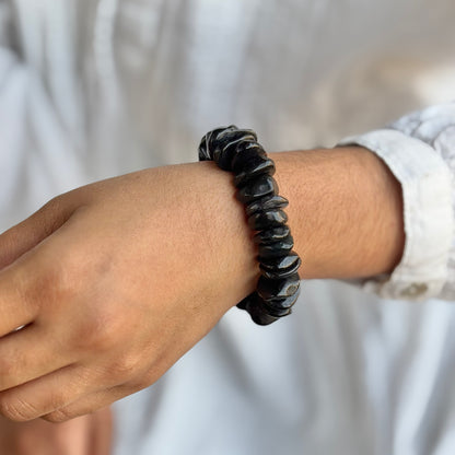 Black Tourmaline Chips Bracelet | Stone of Protection