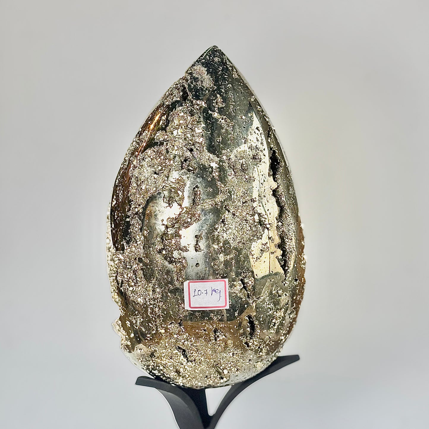 Extra Large Peruvian Pyrite Druzy Egg Carving 10.7 Kg – Abundance & Prosperity