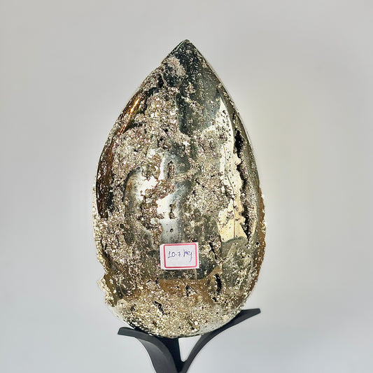 Extra Large Peruvian Pyrite Druzy Egg Carving 10.7 Kg – Abundance & Prosperity