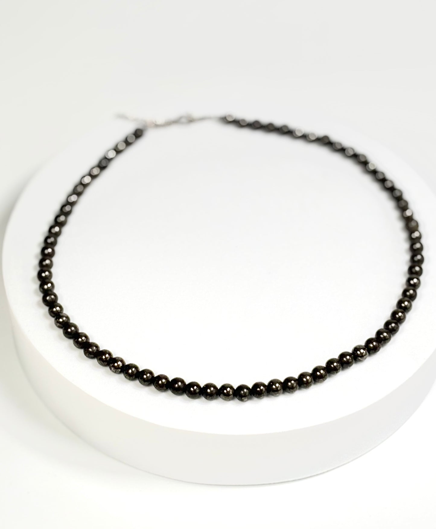 Pyrite Round Bead Necklace – Natural Stone